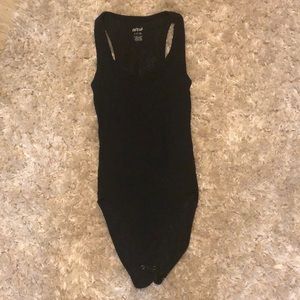ribbed racerback aerie bodysuit. Black, size S
